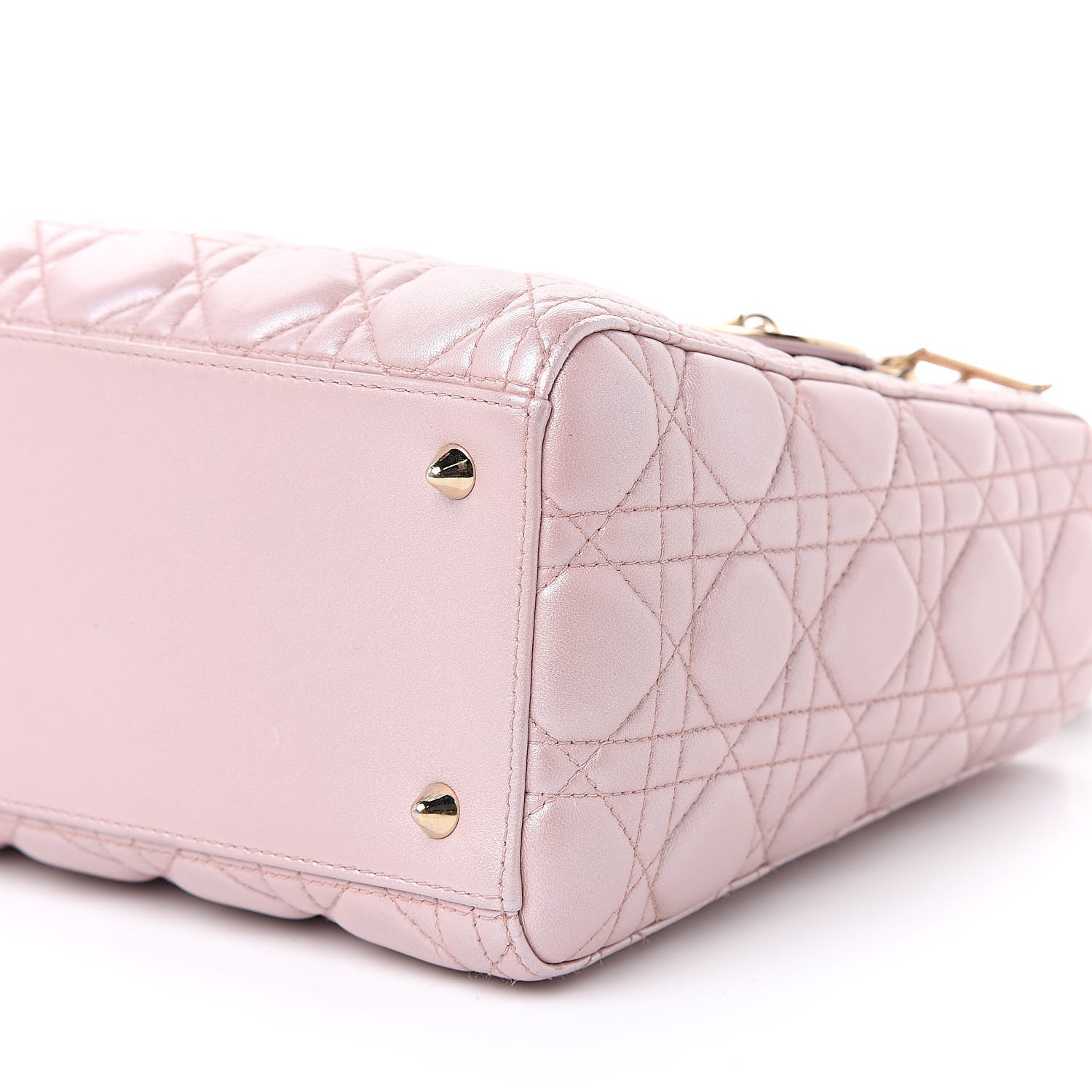 Christian Dior Pearly Lambskin Cannage Medium Lady Dior Lotus 9 of 15