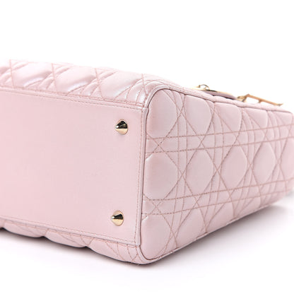 Christian Dior Pearly Lambskin Cannage Medium Lady Dior Lotus 9 of 15