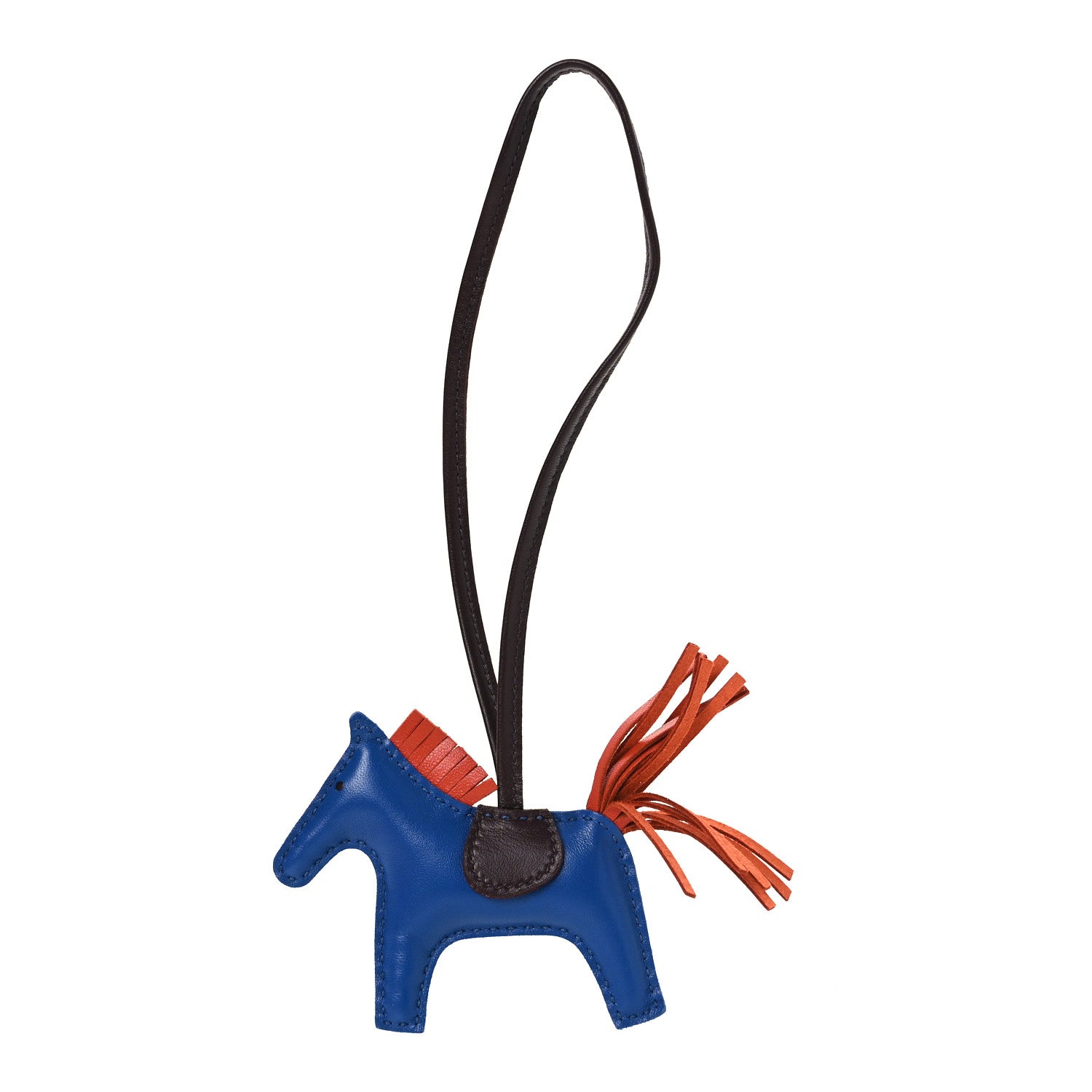 Hermes Milo Lambskin Grigri Rodeo Horse Bag Charm PM Bleu France Cornaline Rouge Sellier 1 of 4