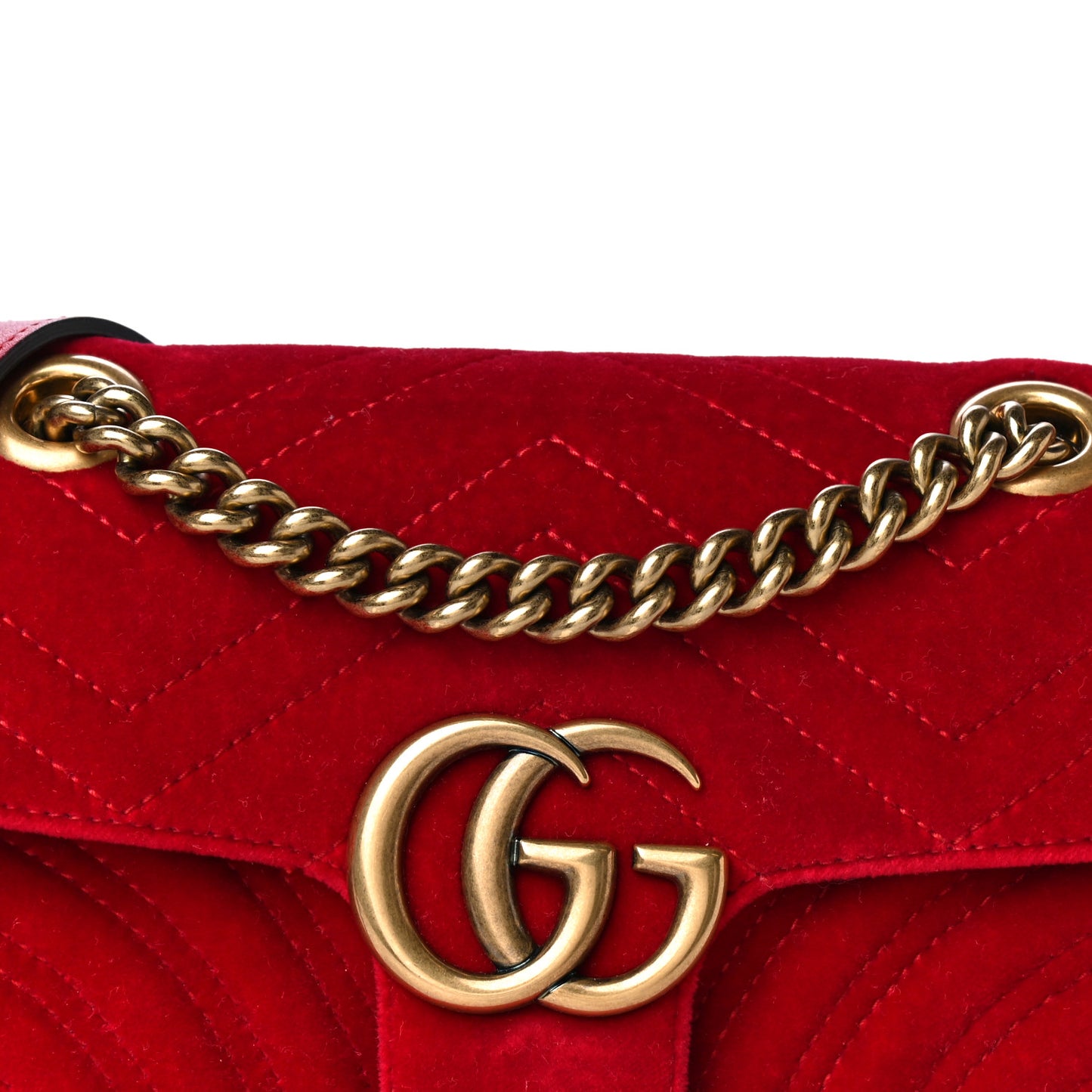 Velvet Matelasse Mini GG Marmont Shoulder Bag Hibiscus Red