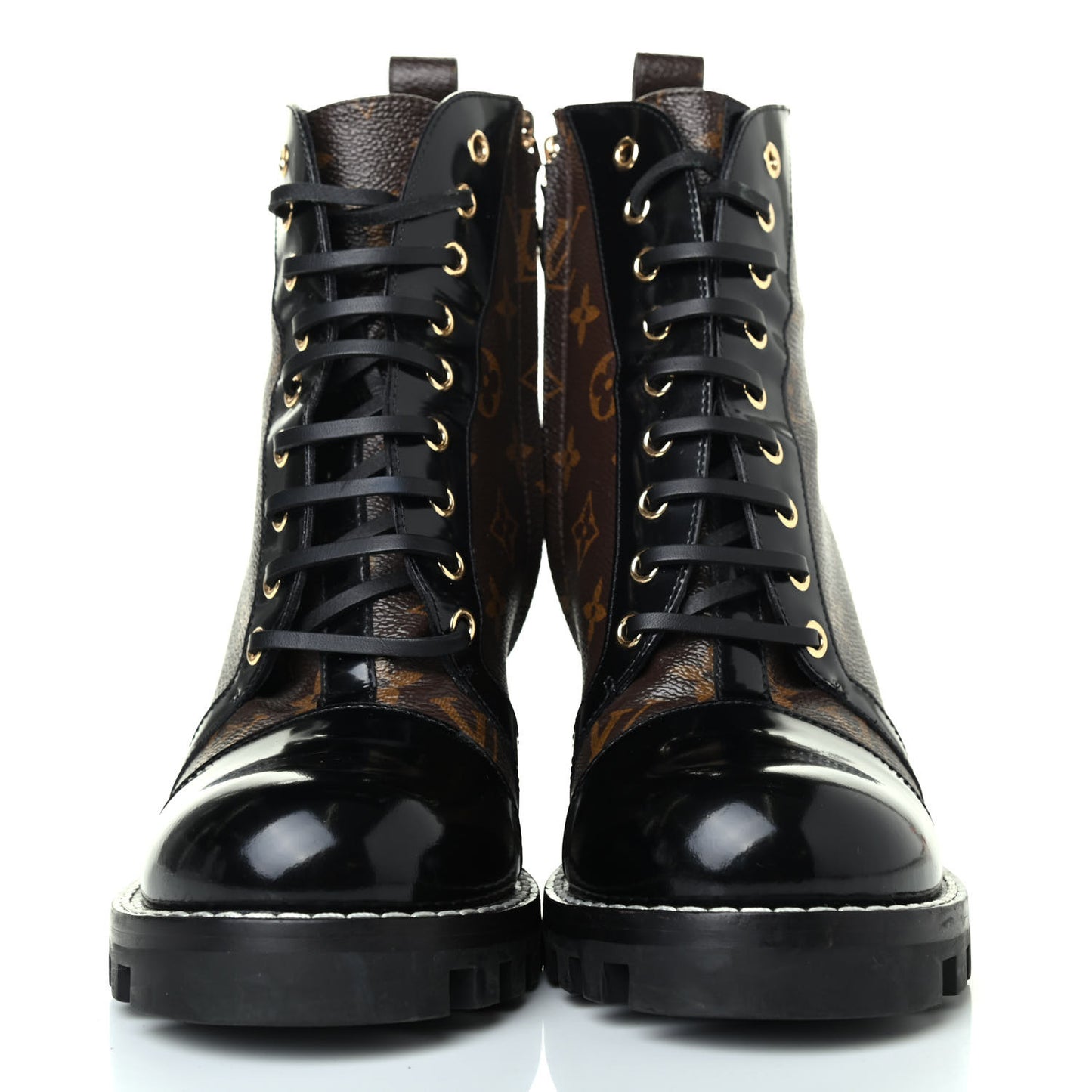 Patent Calfskin Monogram Star Trail Ankle Boots 41 Black