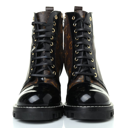 Louis Vuitton Patent Calfskin Monogram Star Trail Ankle Boots 41 Black 2 of 4