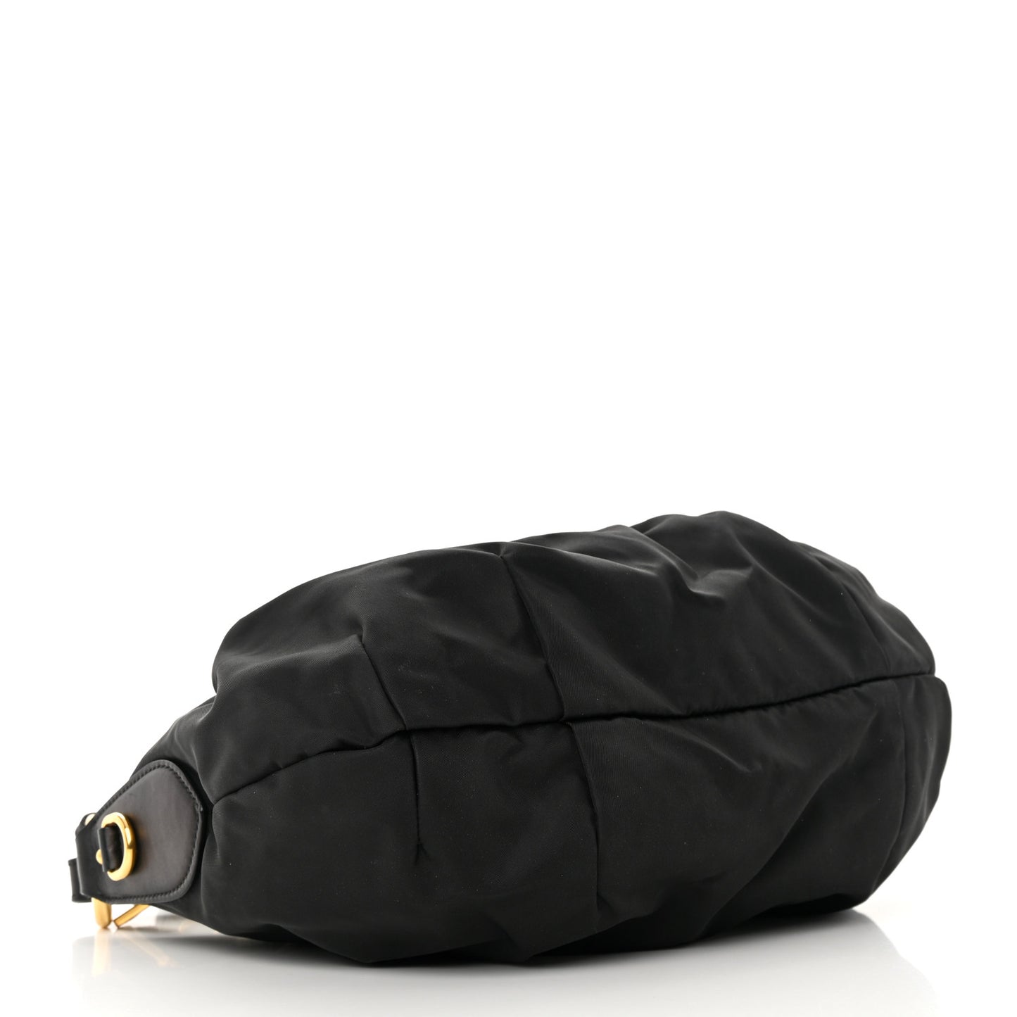Tessuto Nylon Pleated Shoulder Bag Black