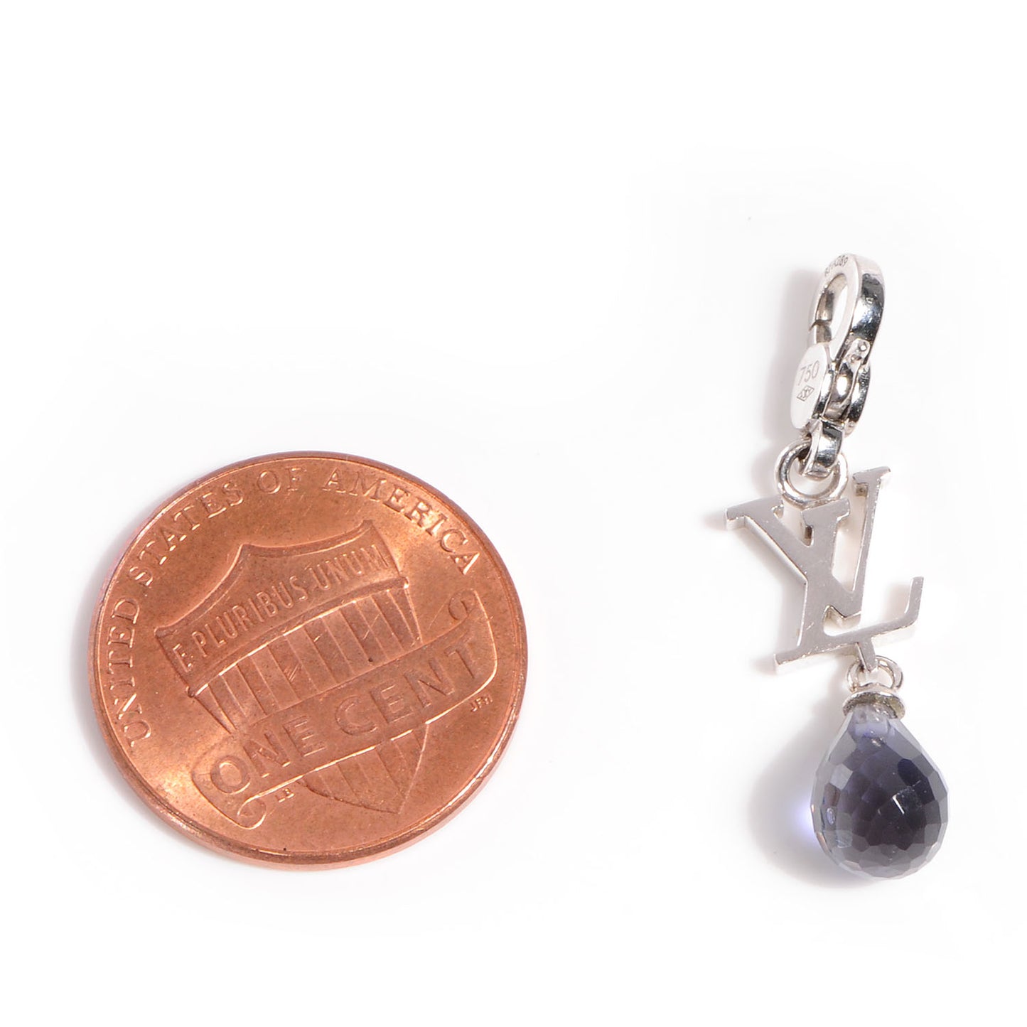 18k White Gold Amethyst Charm