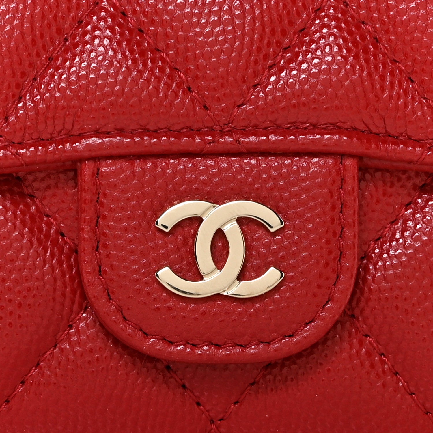 Chanel Caviar Quilted Flap Card Holder Wallet Red 10 of 12