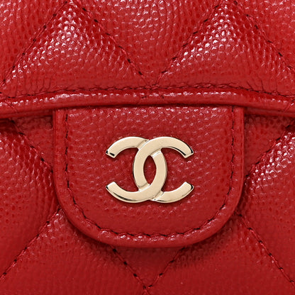 Chanel Caviar Quilted Flap Card Holder Wallet Red 10 of 12