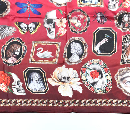 Alexander McQueen Silk Cameo and Curiosity Scarf Bordeaux Pink 6 of 6