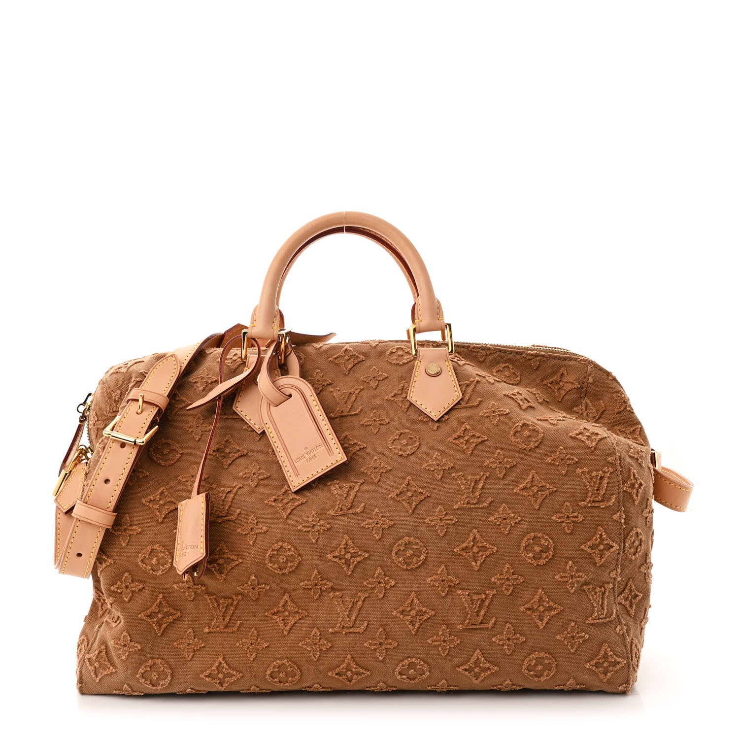Louis Vuitton Denim Monogram Stone Speedy Bandouliere 35 Caramel 1 of 10
