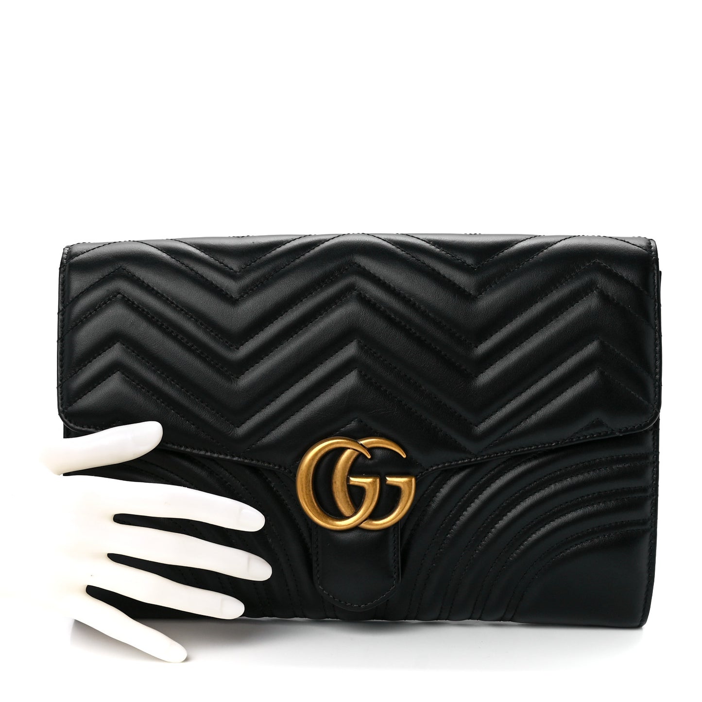 Calfskin Matelasse GG Marmont Clutch Black