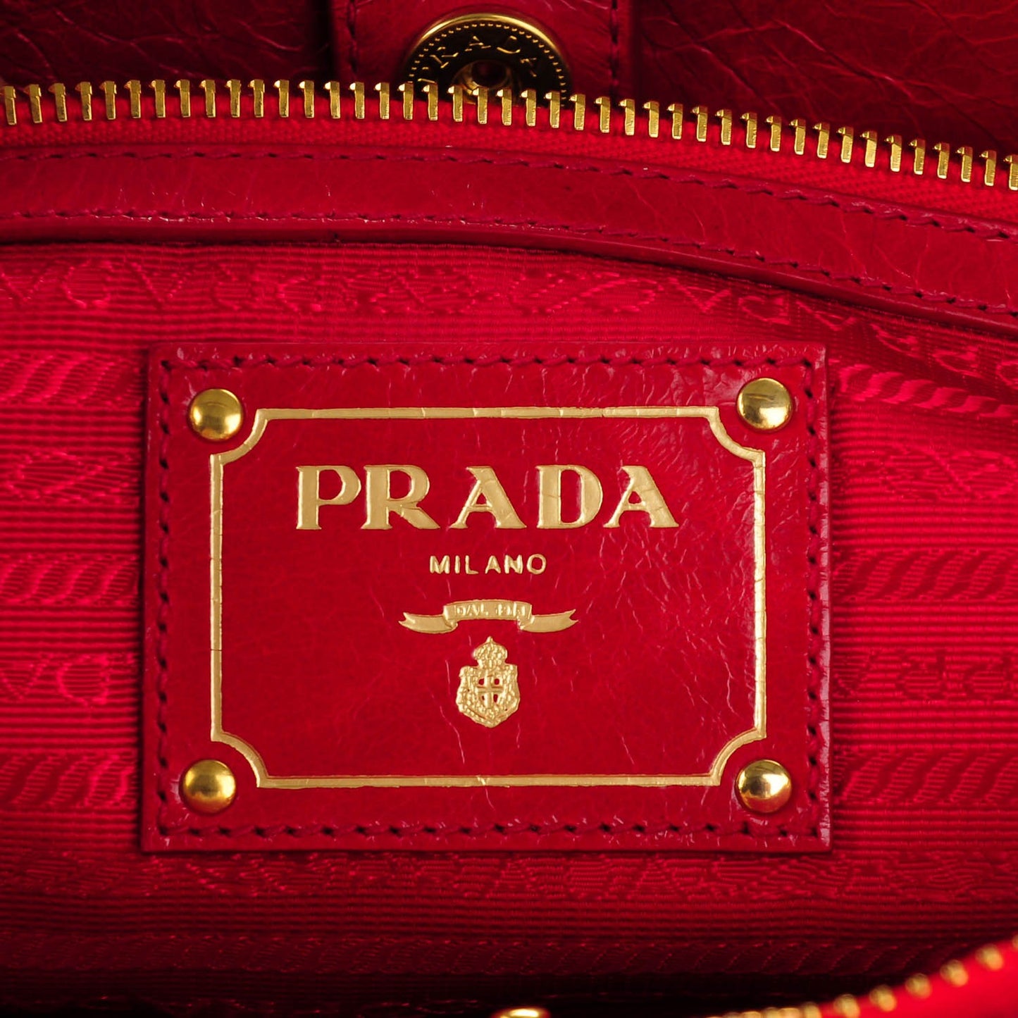 PRADA Vitello Shine Double Zip Tote Rosso