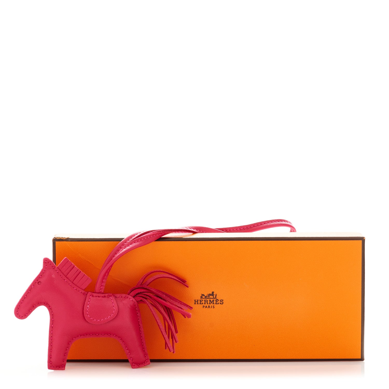 Hermes Milo Lambskin Grigri Rodeo Horse Bag Charm PM Rose Mexico 5 of 5