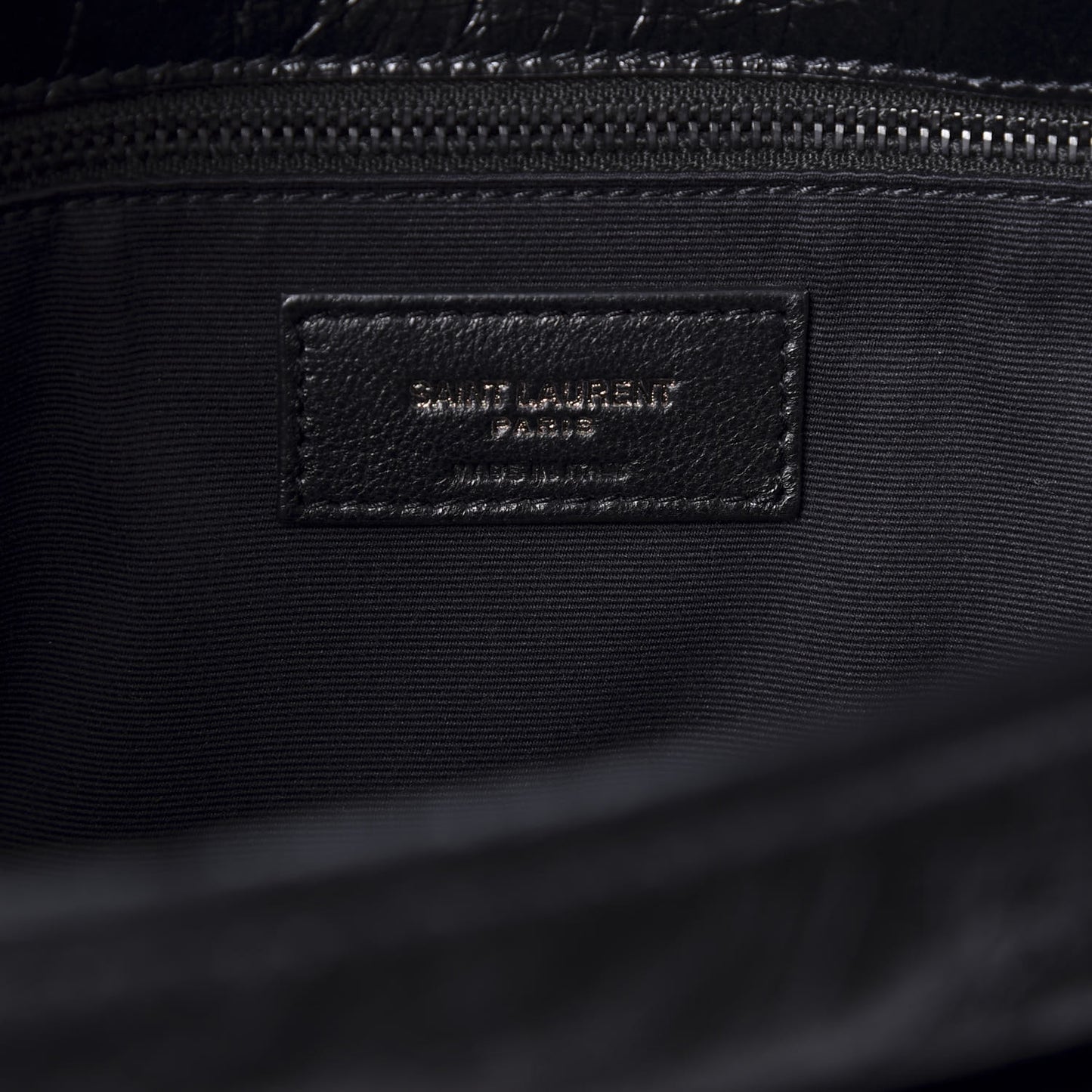 Crinkled Calfskin Matelasse Monogram Medium Niki Chain Satchel Black