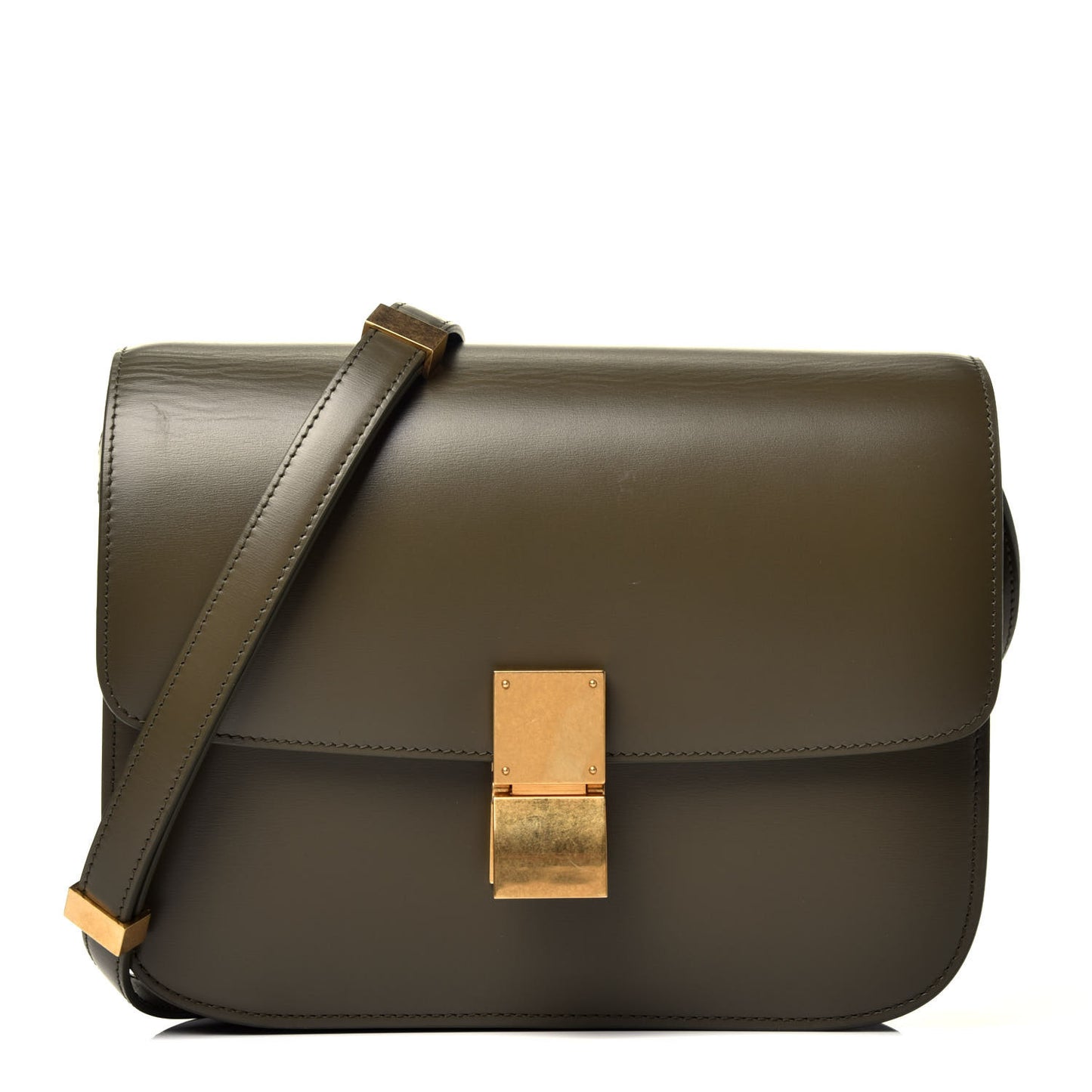 Box Calfskin Classic Box Medium Flap Bag Army Green