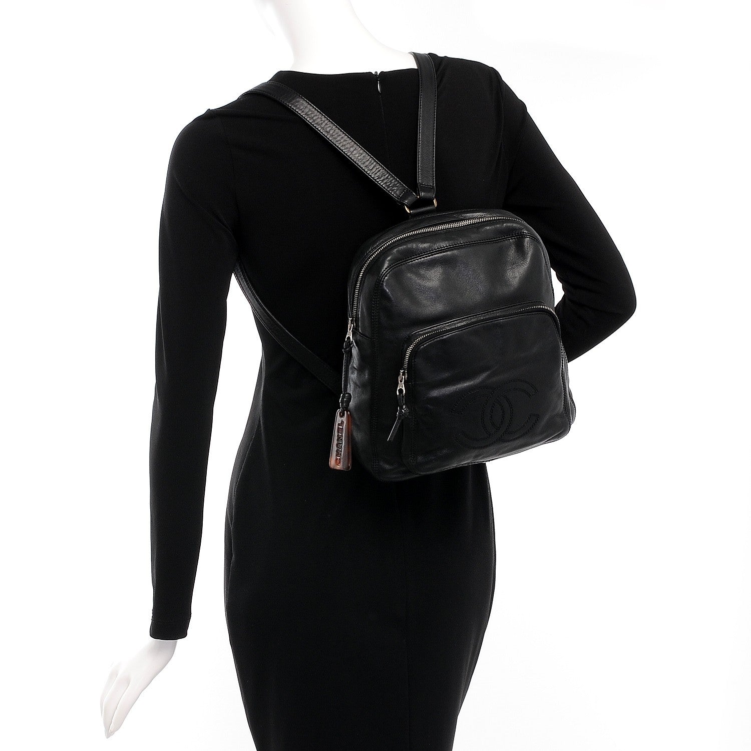 Chanel Lambskin CC Backpack Black 2 of 8