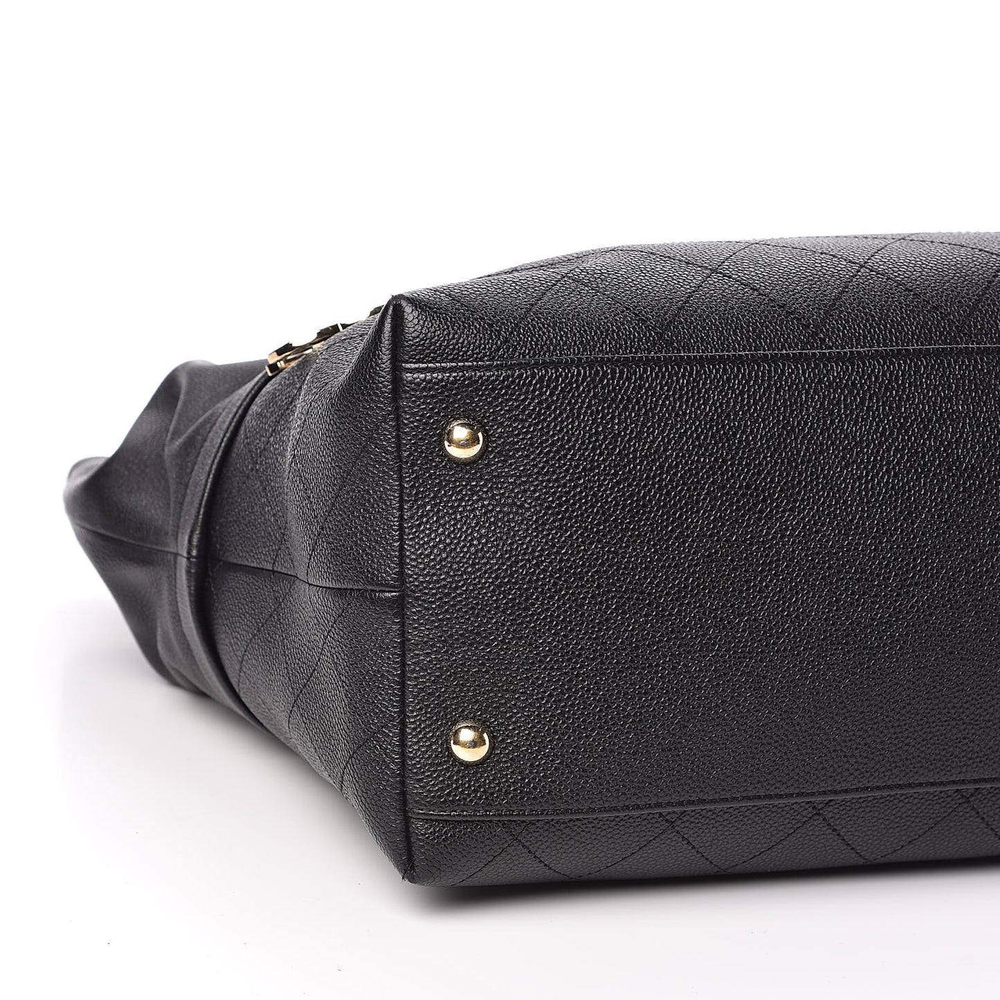 Crumpled Grained Calfskin Zip and Carry Shopping Tote Black