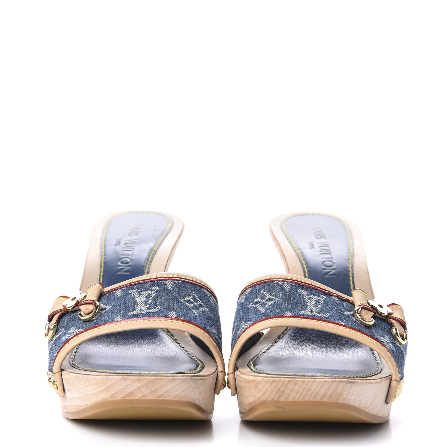 Louis Vuitton Denim Bow Mules Heels 36.5 2 of 10