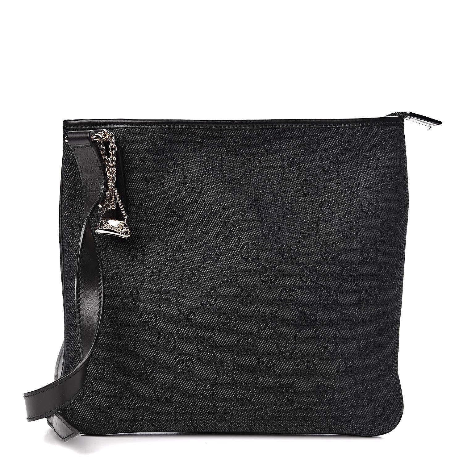 Gucci Monogram Flat Messenger Bag Black 1 of 11