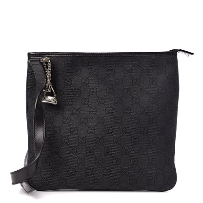 Gucci Monogram Flat Messenger Bag Black 1 of 11