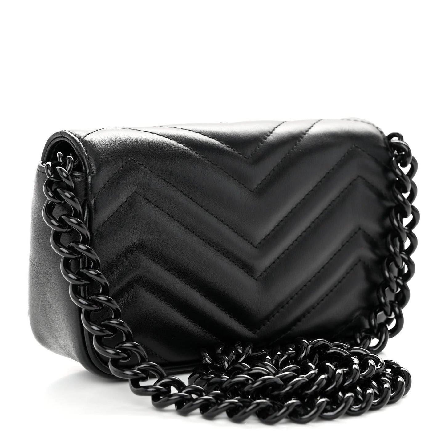Calfskin Matelasse Monochrome GG Marmont Chain Belt Bag Black