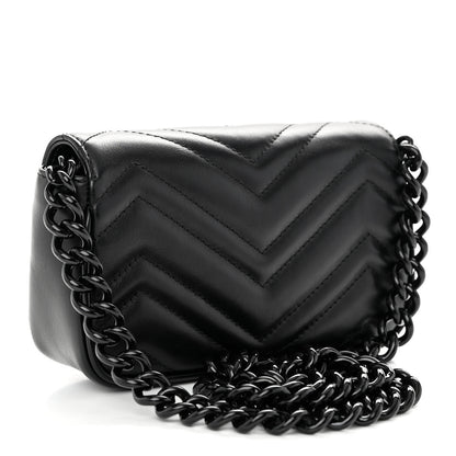 Gucci Calfskin Matelasse Monochrome GG Marmont Chain Belt Bag Black 3 of 9