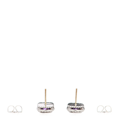 David Yurman Sterling Silver Diamond Amethyst 7mm Albion Earrings 3 of 4