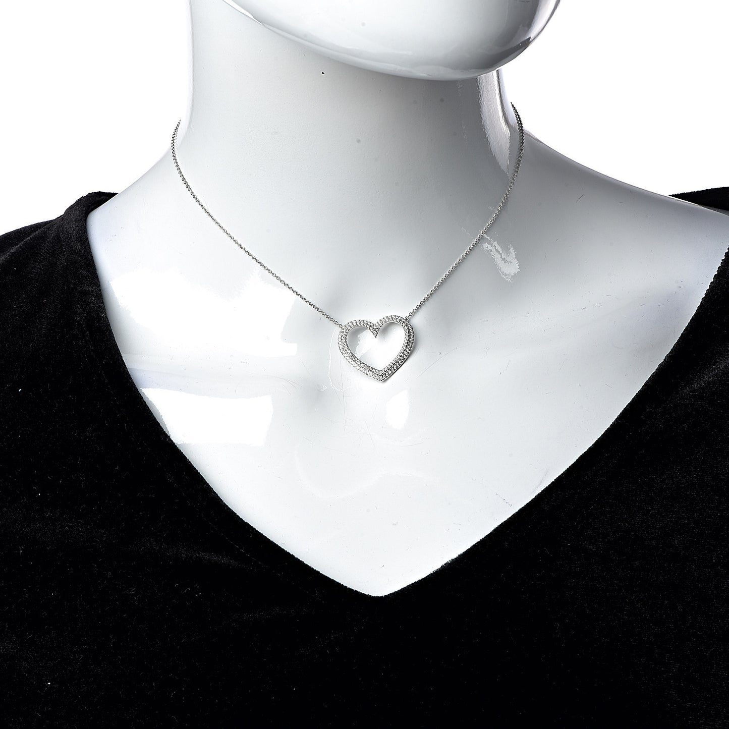Platinum Diamond Large Metro Heart Pendant Necklace