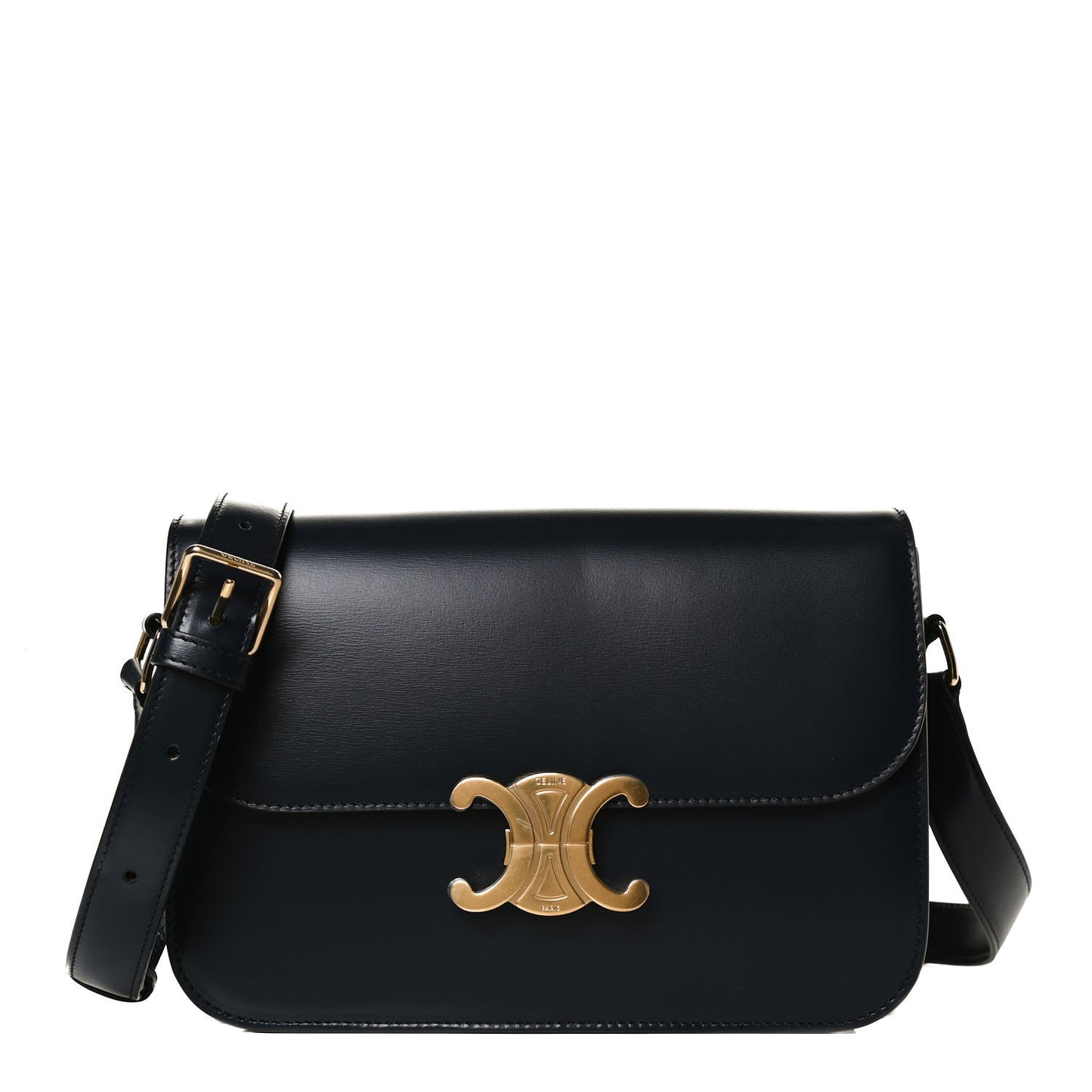 Shiny Calfskin Medium Triomphe Navy Blue