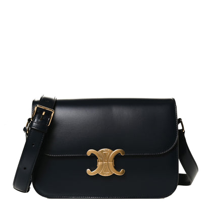 Celine Shiny Calfskin Medium Triomphe Navy Blue 1 of 14
