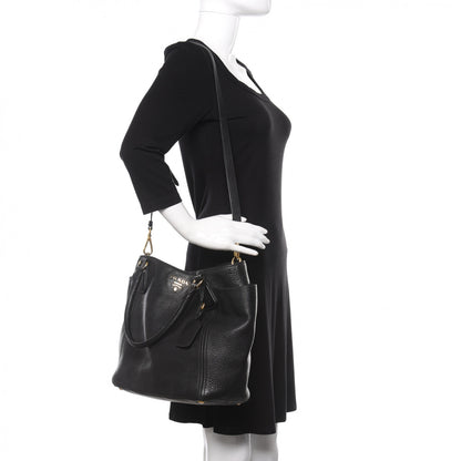 Prada Vitello Daino Side Pocket Tote Black 2 of 16