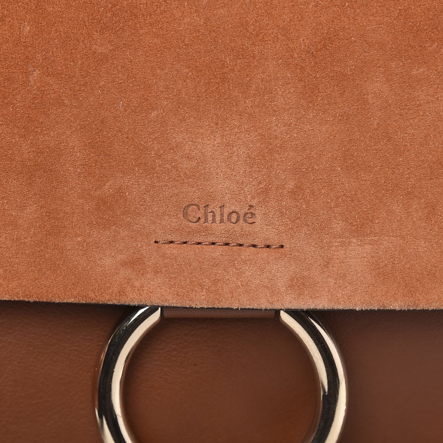 Chloe Suede Calfskin Medium Faye Shoulder Bag Tobacco 6 of 12