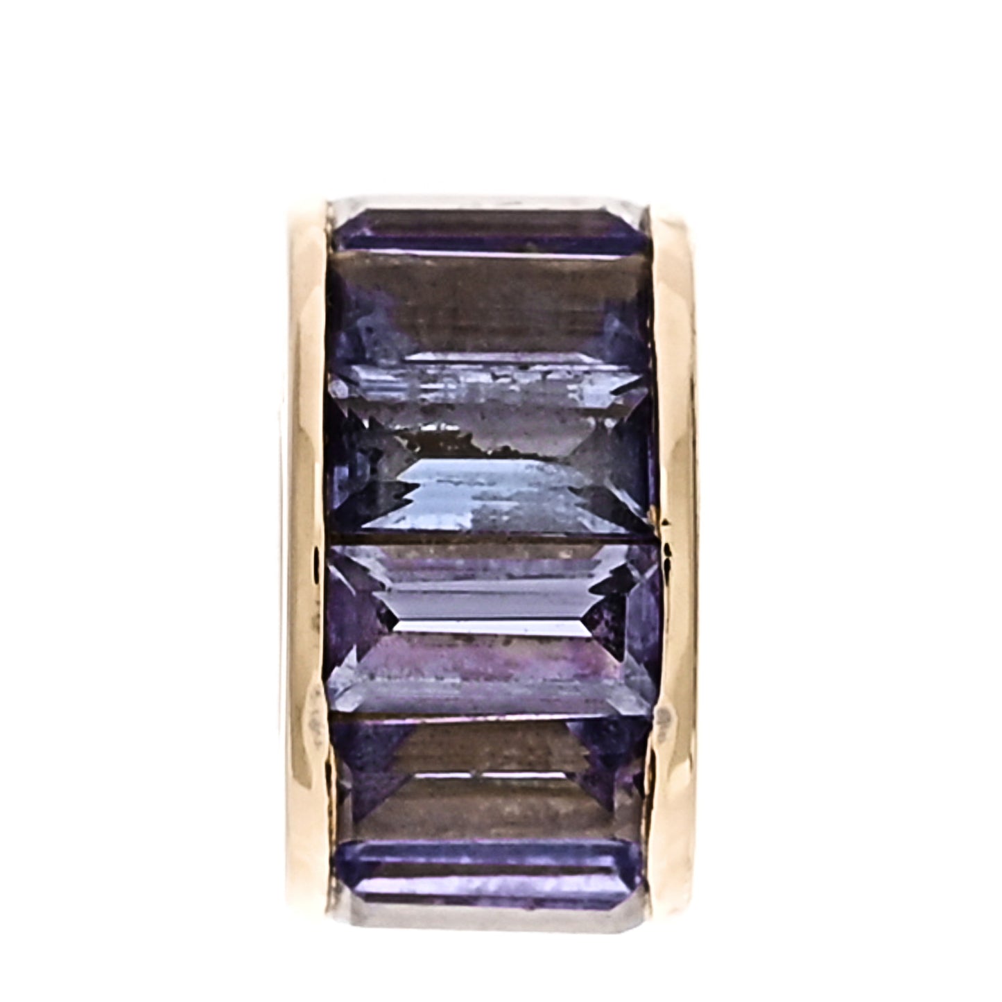 18K Yellow Gold Tanzanite True Love Baguette Heart Beat Pendant