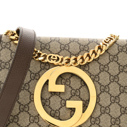 Gucci GG Supreme Monogram Textured Dollar Calfskin Blondie Chain Shoulder Flap Bag Beige Ebony New Acero 8 of 10