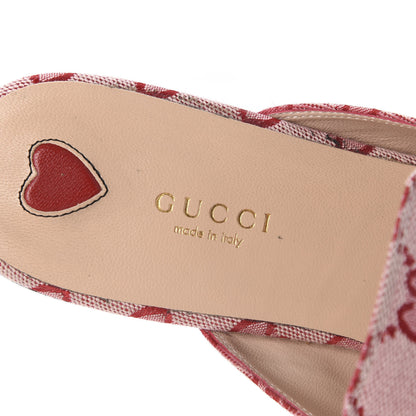 Gucci Canvas GG Monogram Horsebit Womens Princetown Slippers 40 Gardenia Hibiscus Red 7 of 9