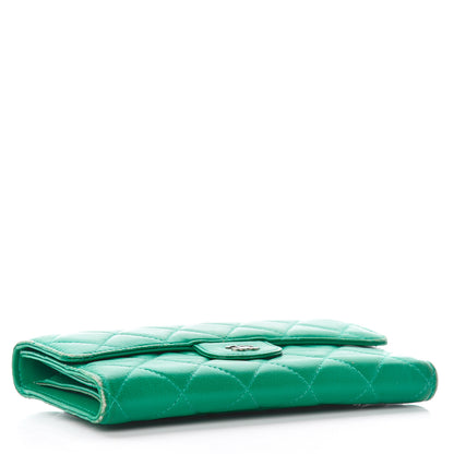Chanel Lambskin Quilted Large Flap Wallet Green 4 of 18