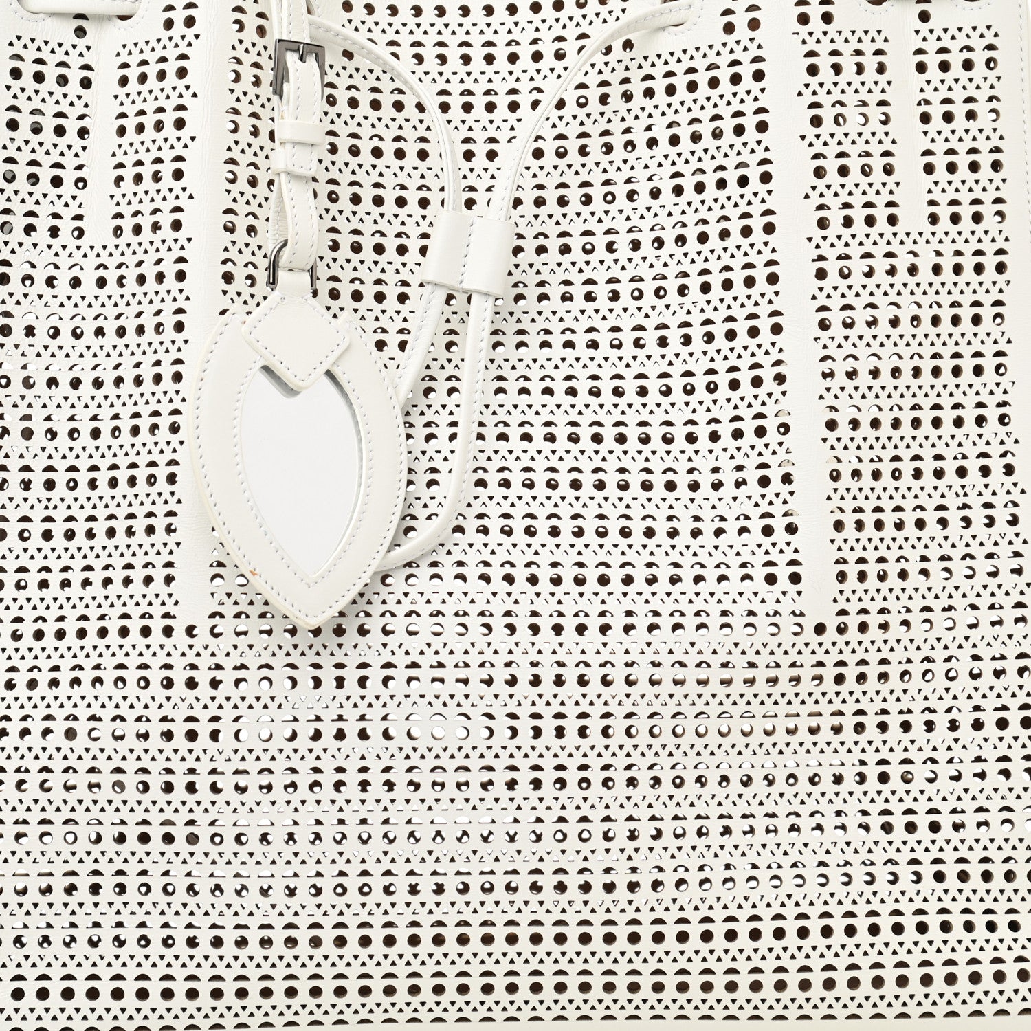Alaia Calfskin Laser Cut Mina Vienne Tote White 8 of 12