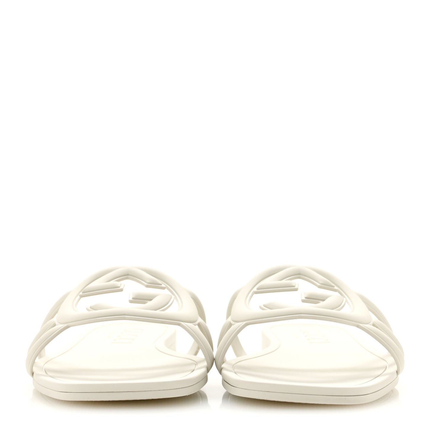 Rubber Interlocking G Womens Slide Sandals 39 Mystic White