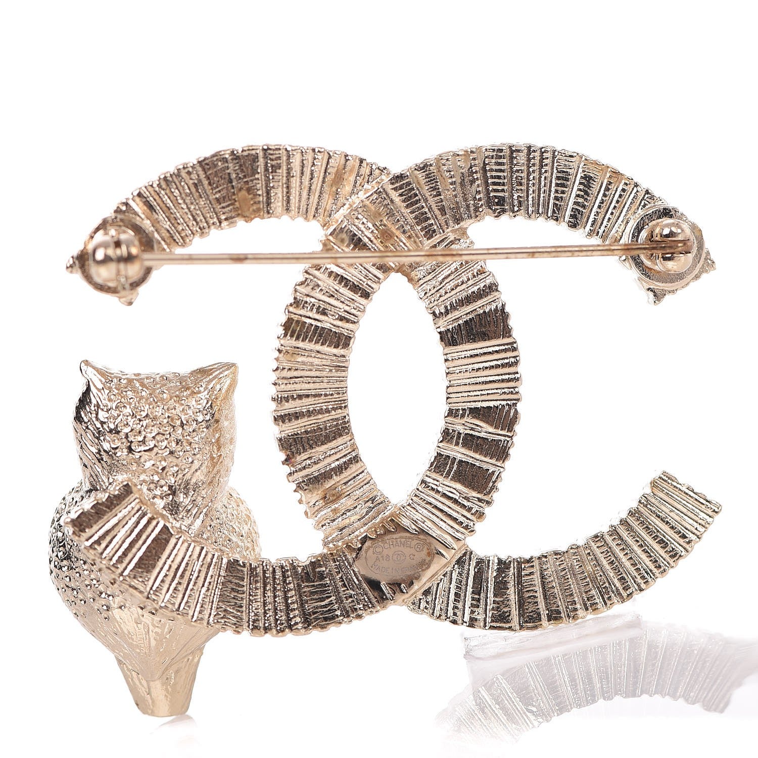 Chanel CC Owl Brooch Gold Black 3 of 5