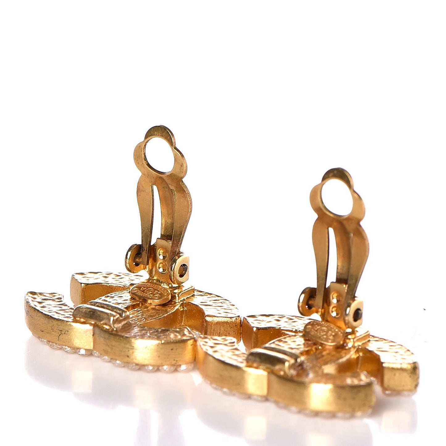 Pearl CC Clip On Earrings Gold