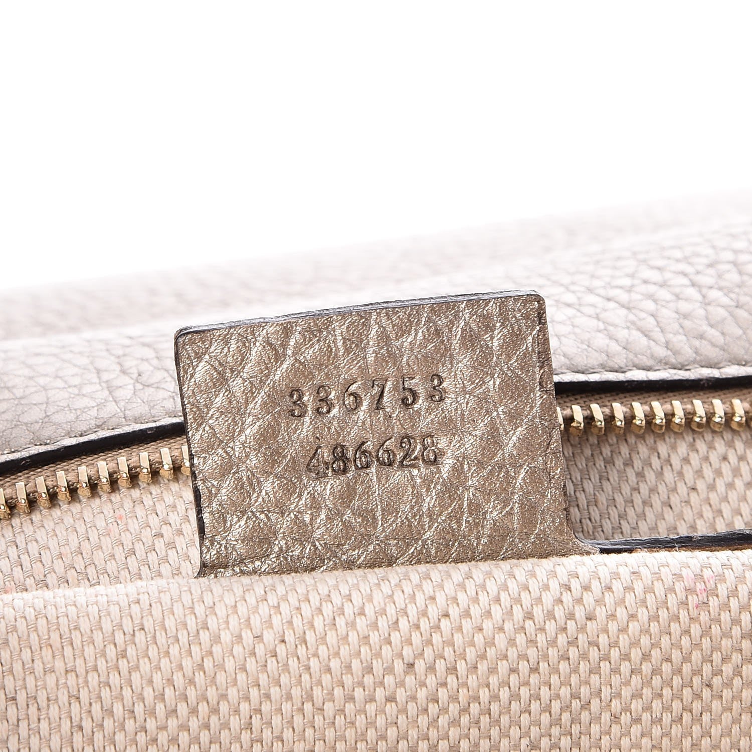 Gucci Metallic Pebbled Calfskin Medium Soho Clutch Golden Beige 7 of 7