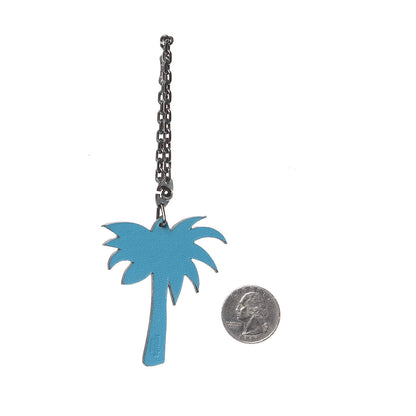 Hermes Swift Palm Tree Key Chain Bag Charm Bleu Izmir 2 of 4