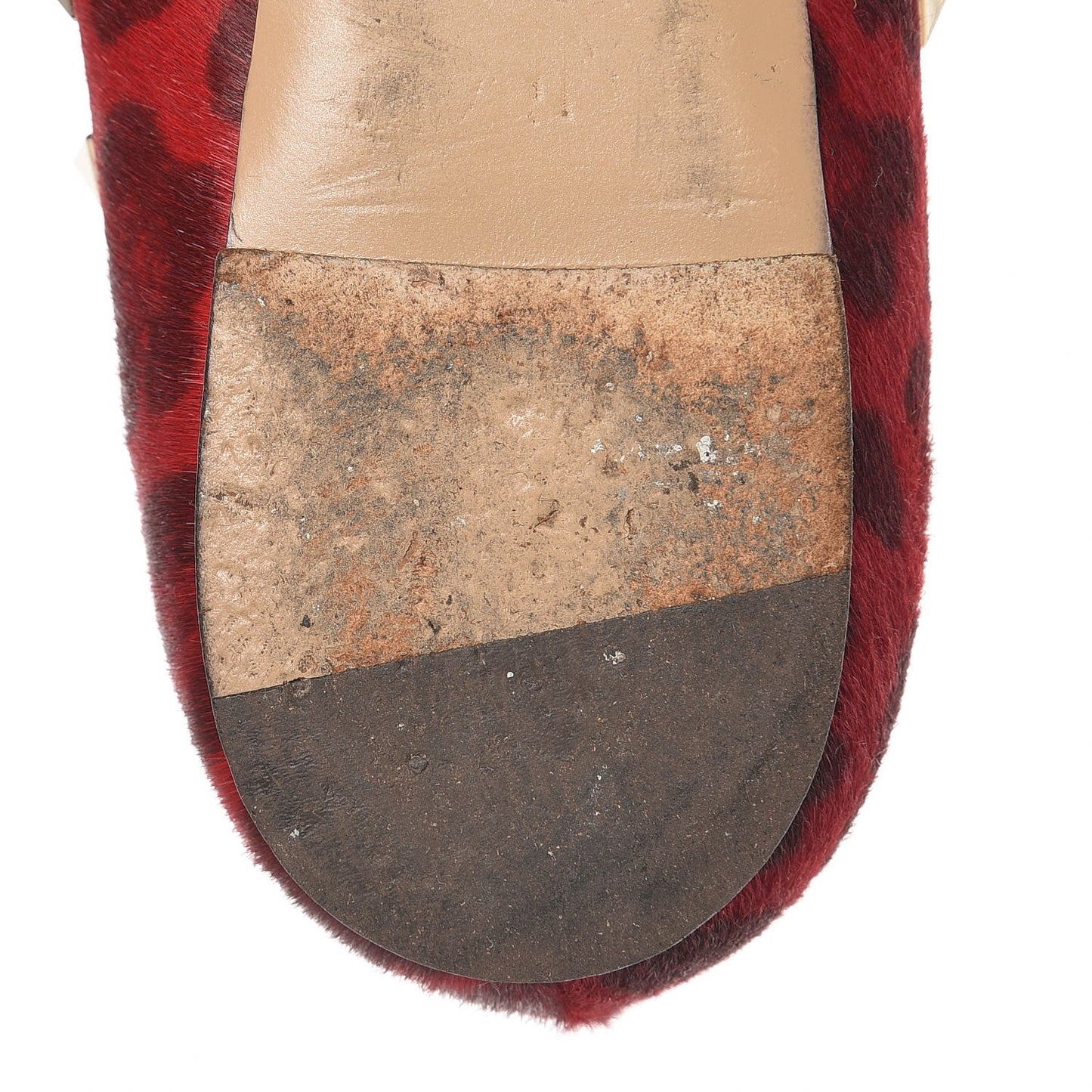 Calf Hair Leopard Print Rockstud Ballerina Flats 37 Rosso Valentino
