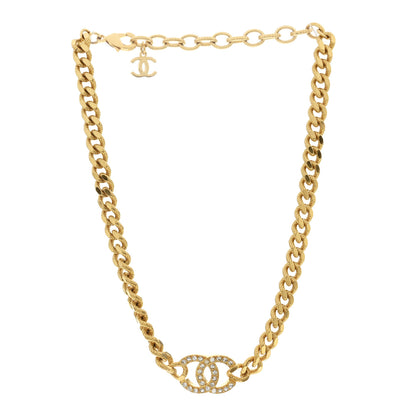 Chanel Crystal Chain Link CC Choker Necklace Gold 3 of 7