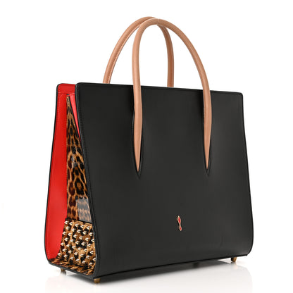 Christian Louboutin Calfskin Patent Leopard Spiked Large Paloma Black 2 of 11