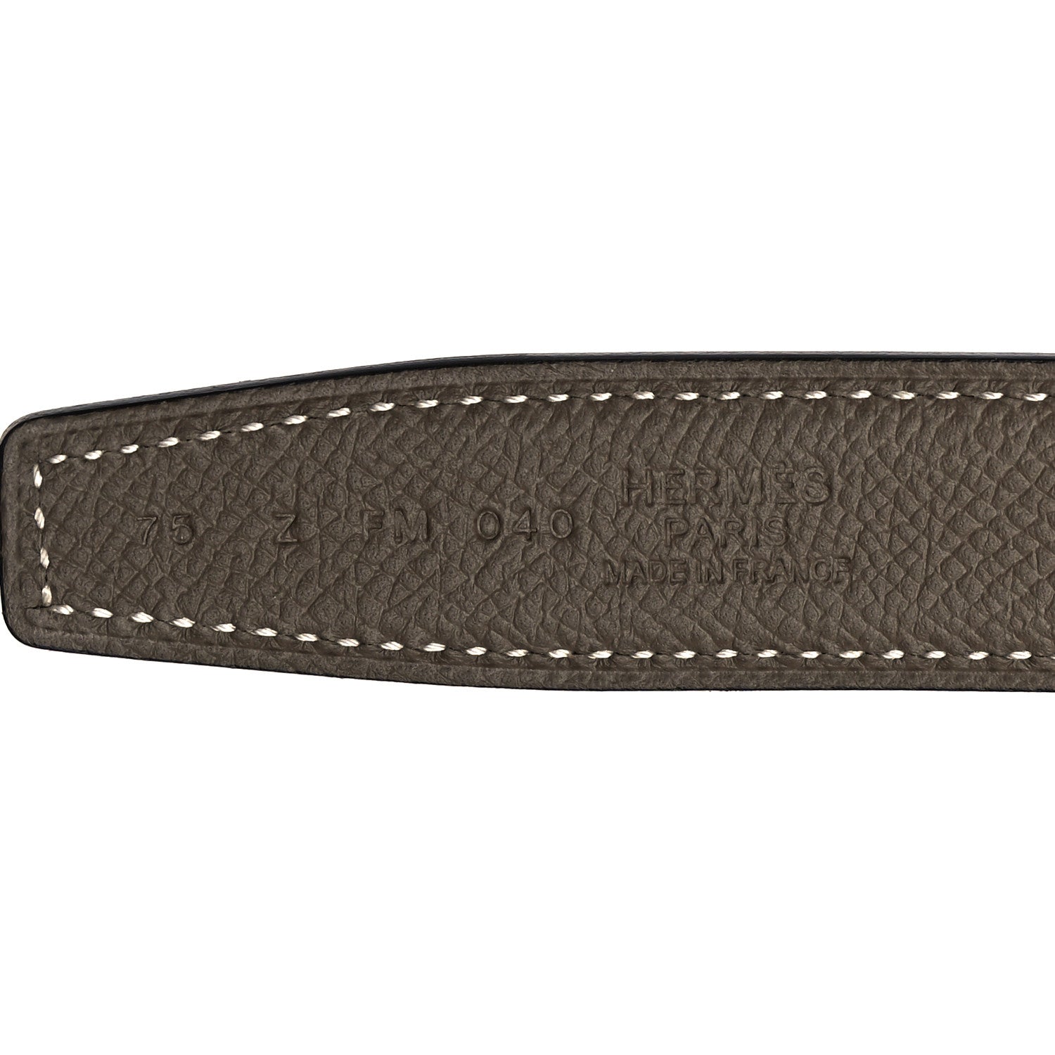 Hermes Swift Epsom 24mm H Cursives Belt 75 Black Etoupe 3 of 6