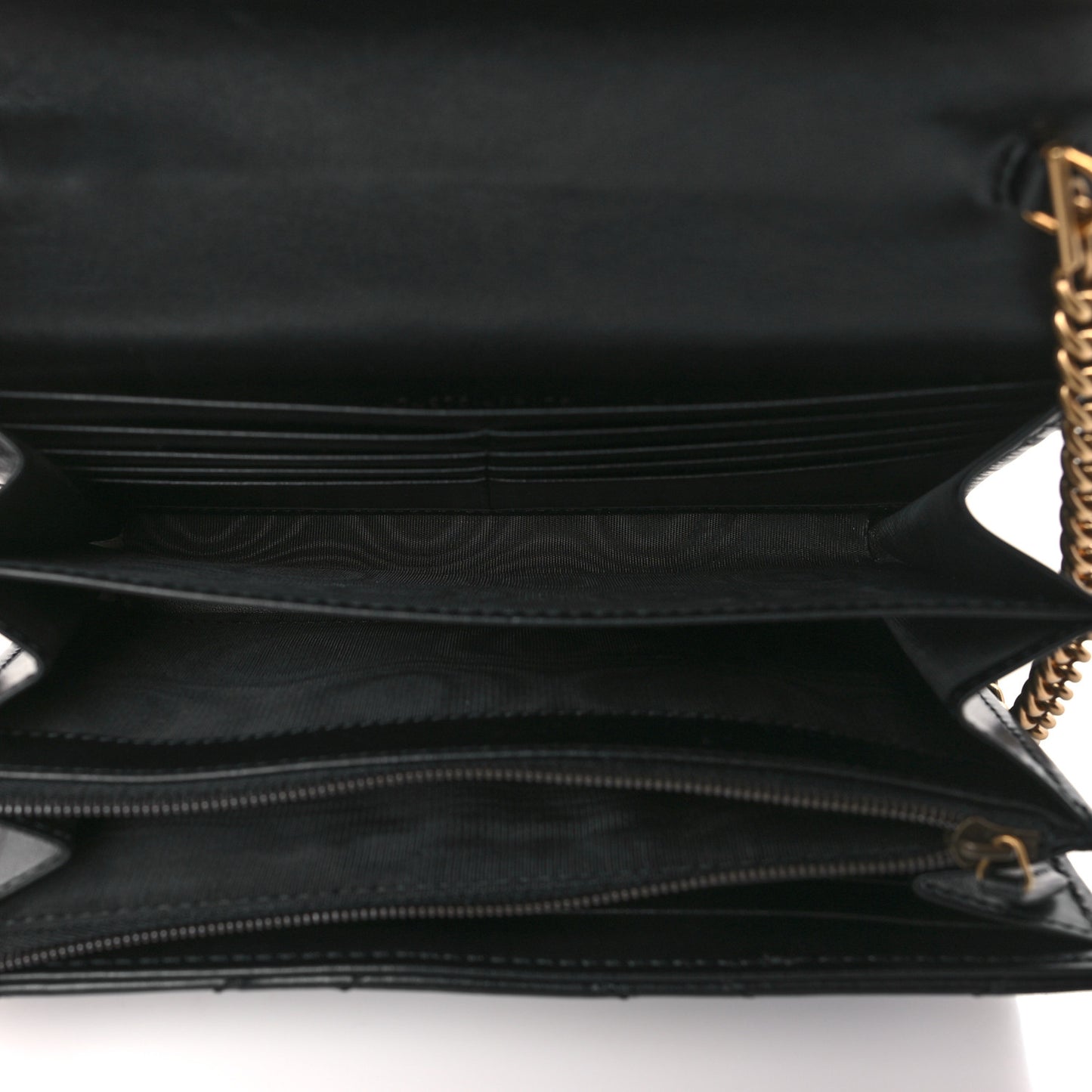 Calfskin Matelasse GG Marmont Chain Wallet Black