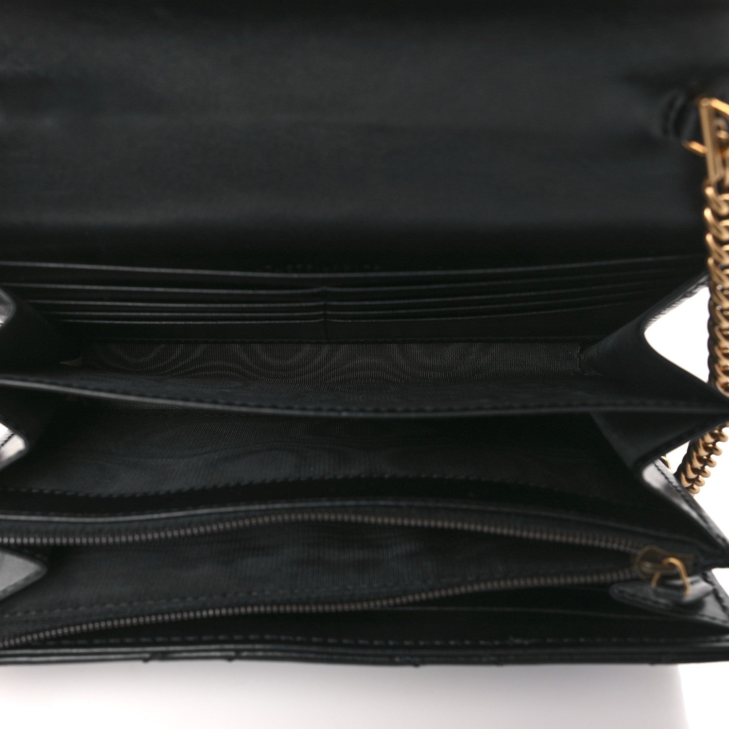 Gucci Calfskin Matelasse GG Marmont Chain Wallet Black 5 of 11