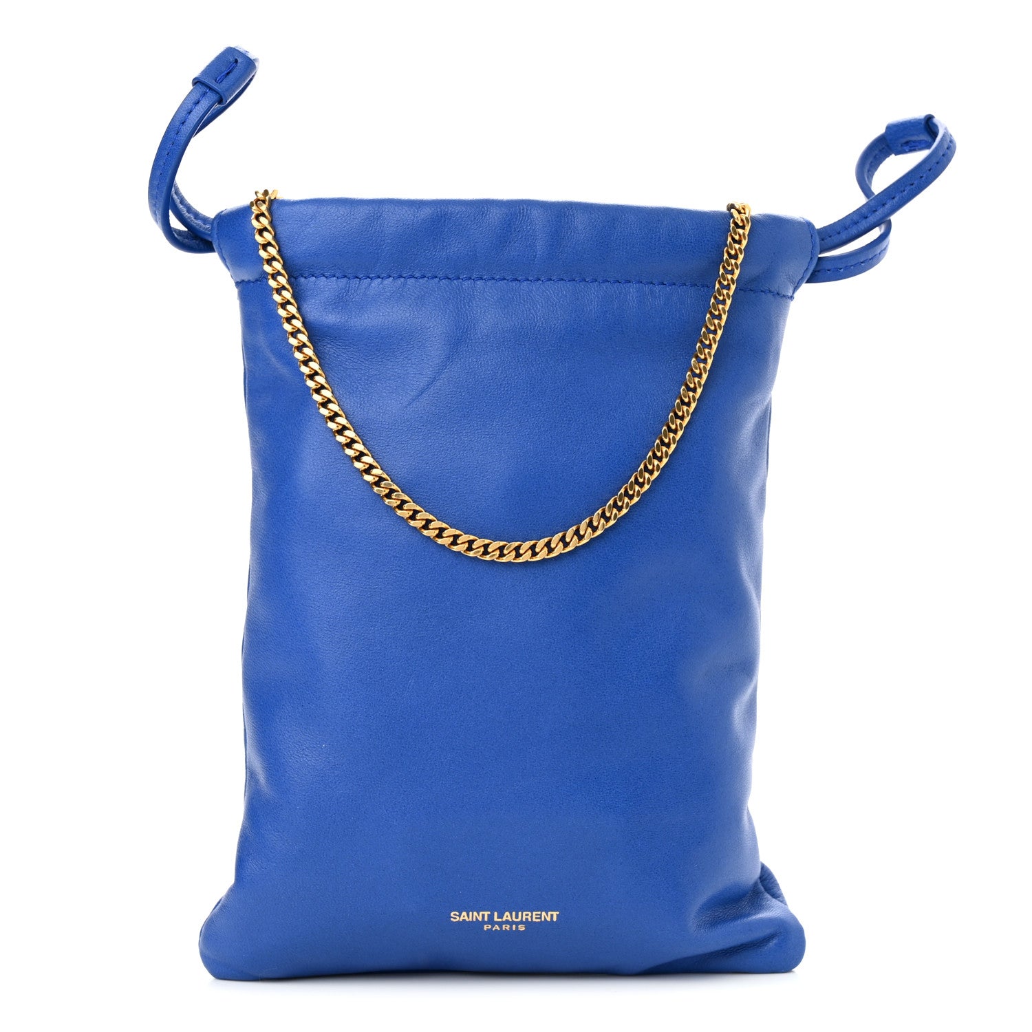 Saint Laurent Lambskin Paris Drawstring Pouch Bleu Majorelle 1 of 10