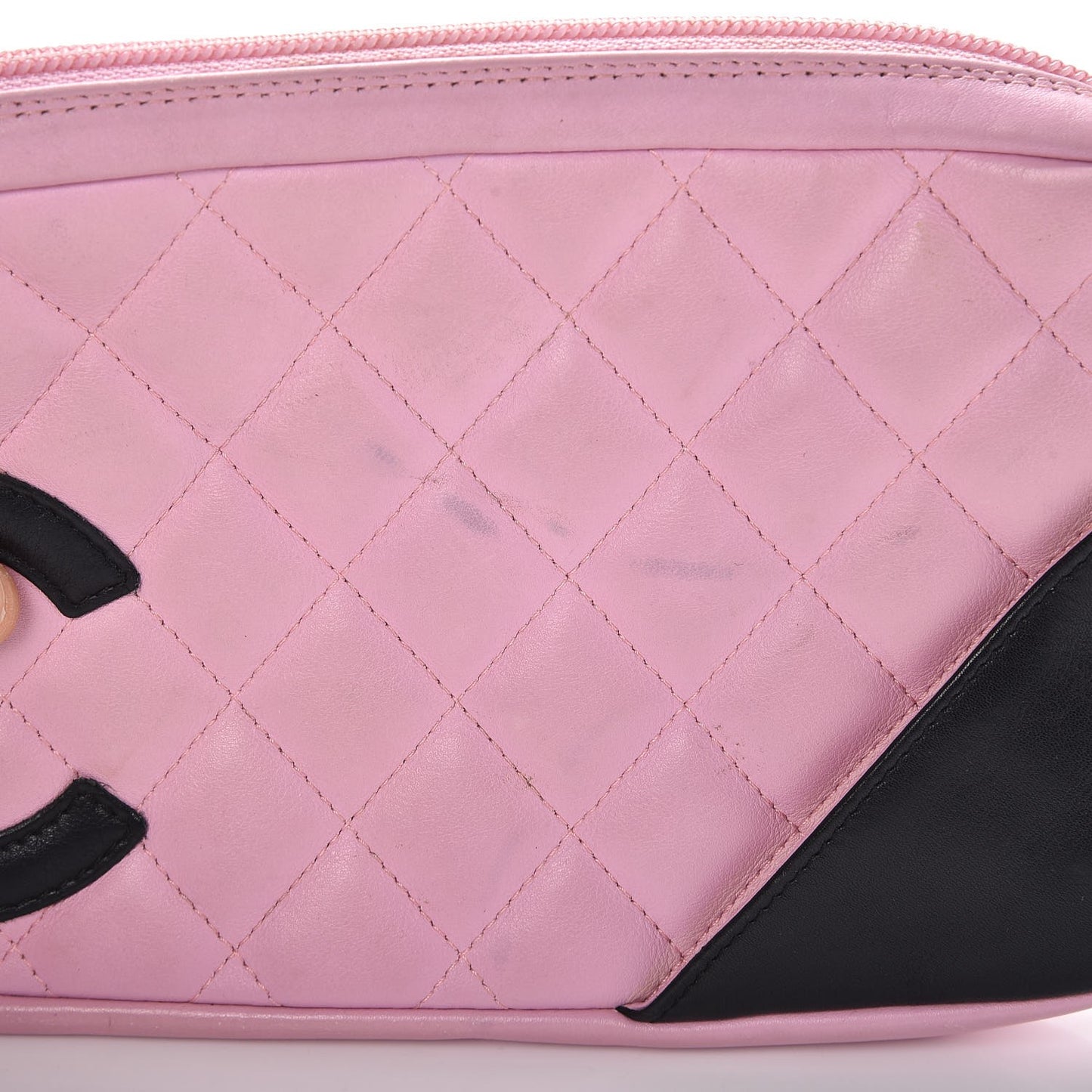 Calfskin Quilted Cambon Pochette Pink Black