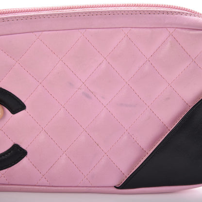 Chanel Calfskin Quilted Cambon Pochette Pink Black 8 of 14