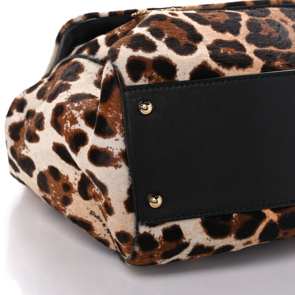 Dolce & Gabbana Calf Hair Leopard Print Large Miss Sicily Satchel Naturale 8 of 10